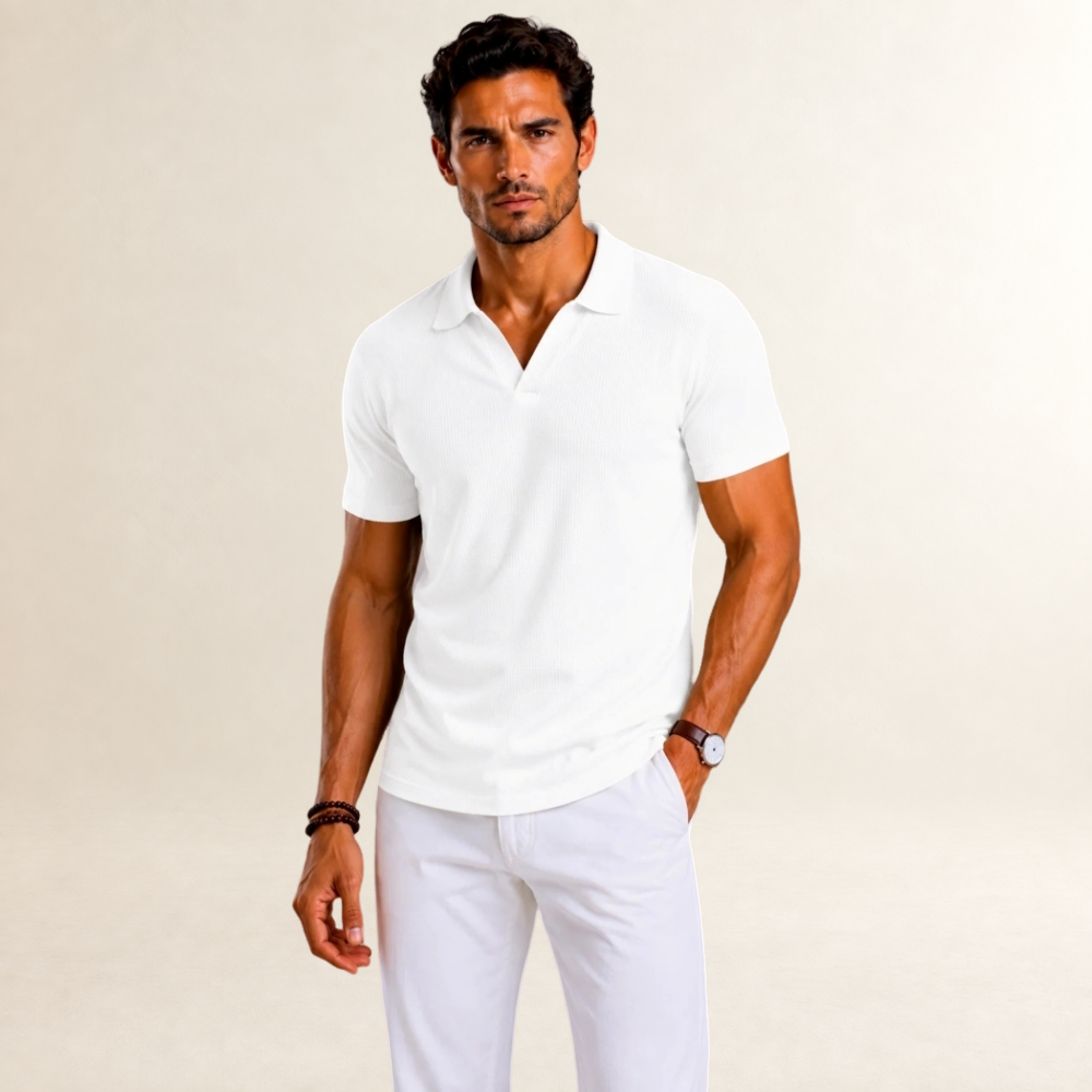 Polo homme à texture, manches courtes et coupe régulière