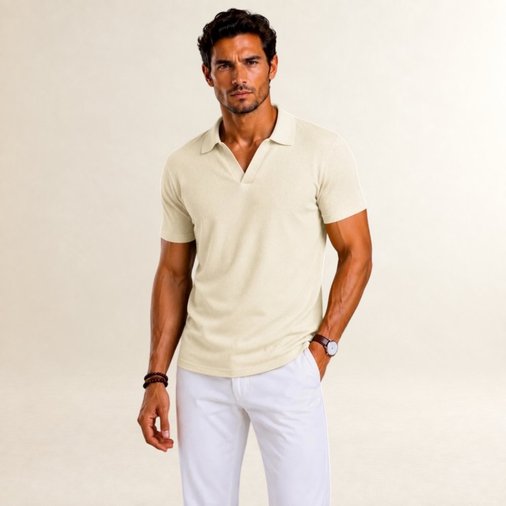 Polo homme à texture, manches courtes et coupe régulière