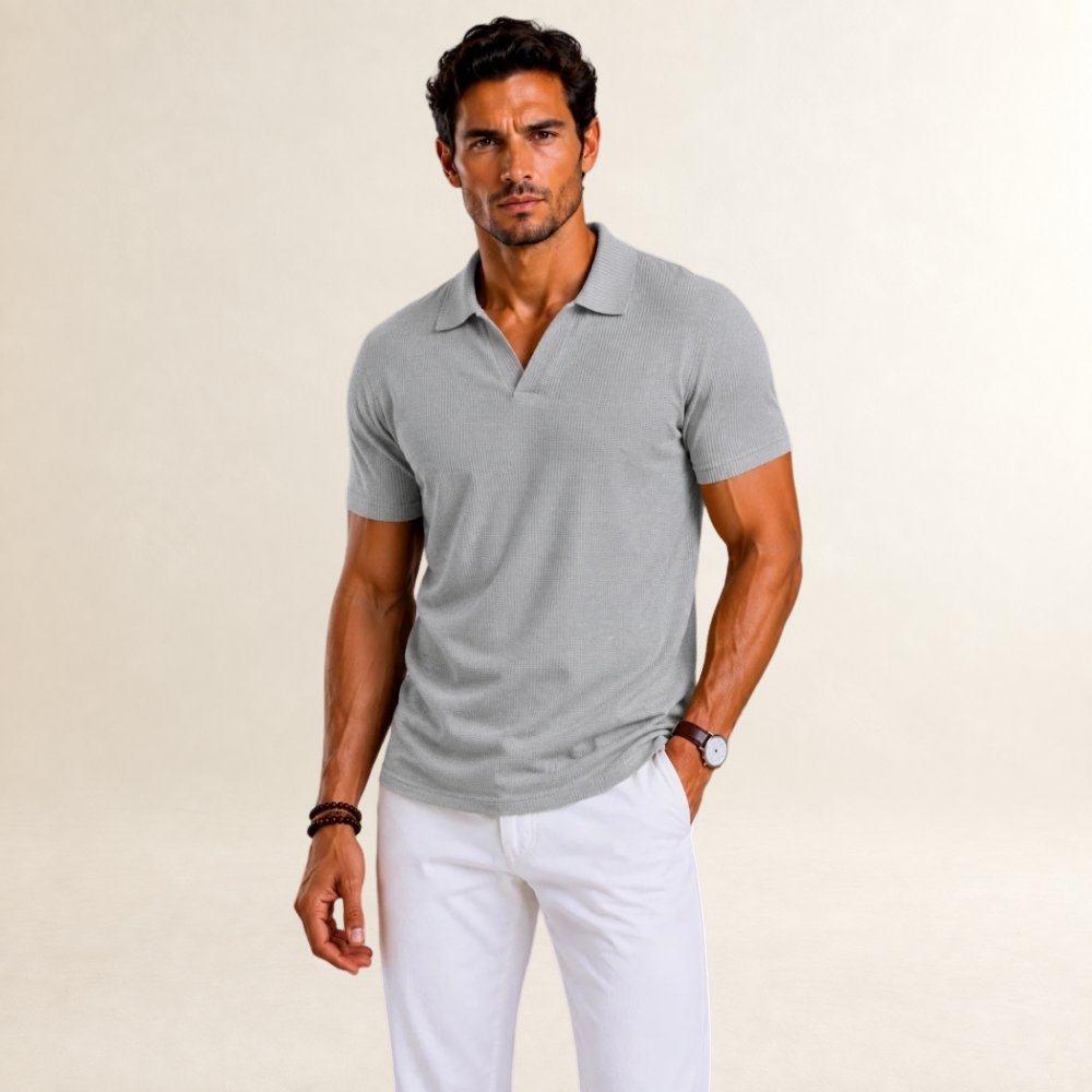 Polo homme à texture, manches courtes et coupe régulière