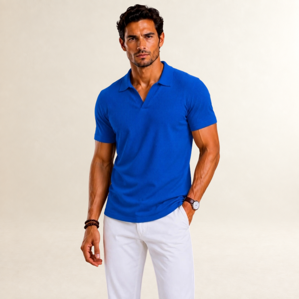 Polo homme à texture, manches courtes et coupe régulière