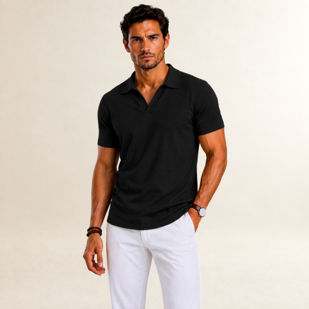 Polo homme à texture, manches courtes et coupe régulière