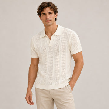 Polos homme à manches courtes avec col classique et motif texturé