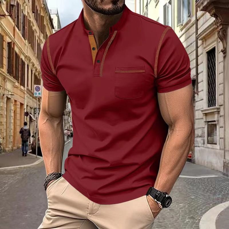 Polo à manches courtes pour homme avec col classique et poche poitrine – coupe moderne