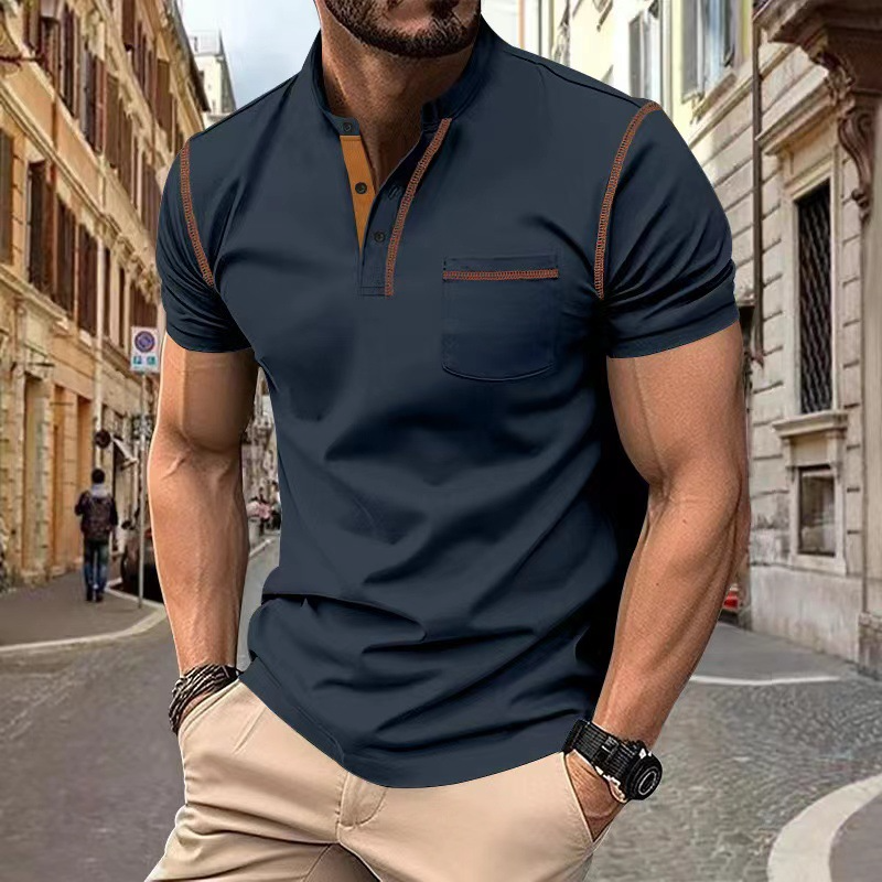 Polo à manches courtes pour homme avec col classique et poche poitrine – coupe moderne
