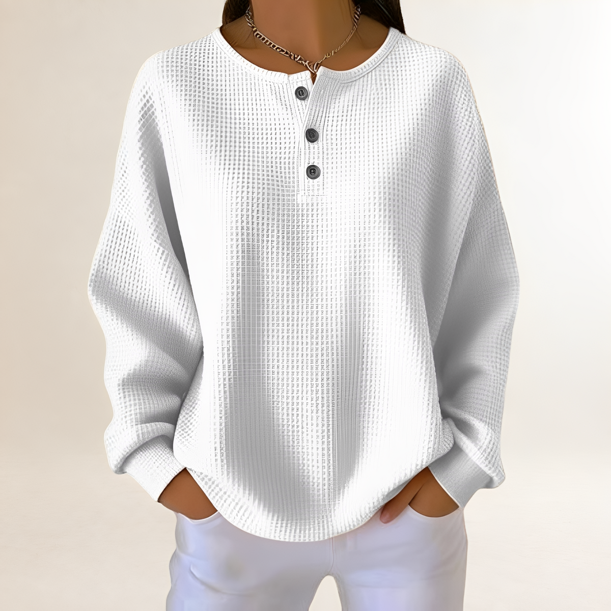 Pull femme confortable à coupe décontractée avec boutonnière Henley