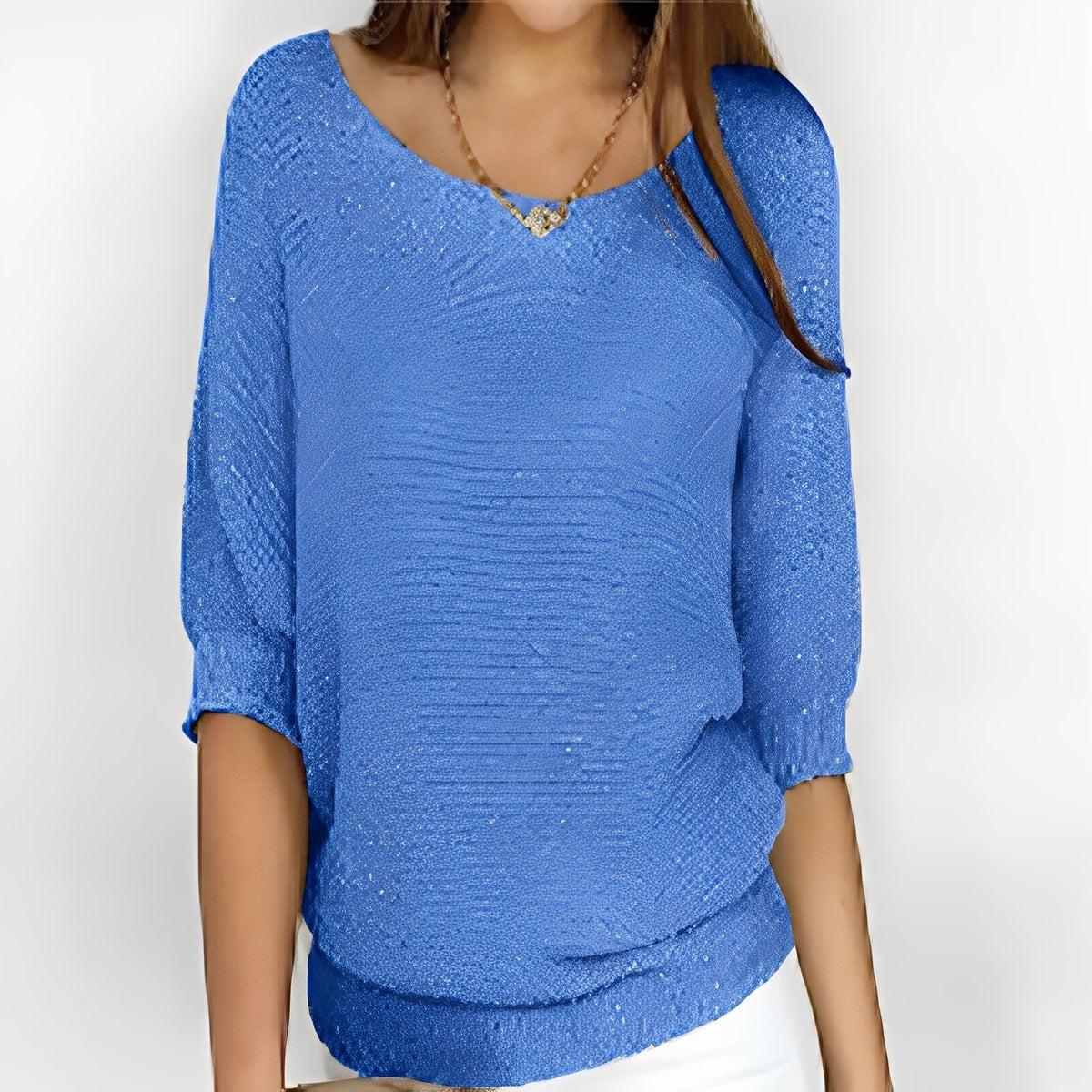 Pull femme épaules dénudées à 3/4 manches, coupe décontractée