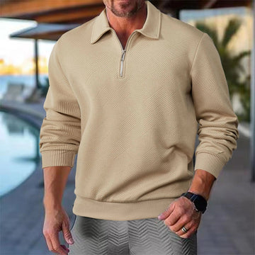 Pull homme à col montant et fermeture éclair quarter zip avec motif géométrique