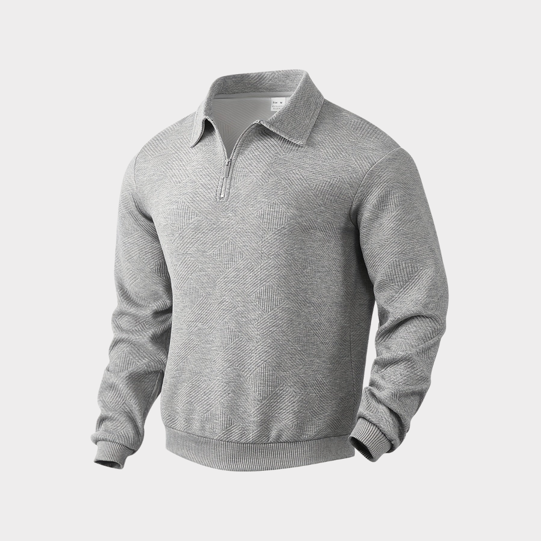 Pull homme à col montant et fermeture éclair quarter zip avec motif géométrique