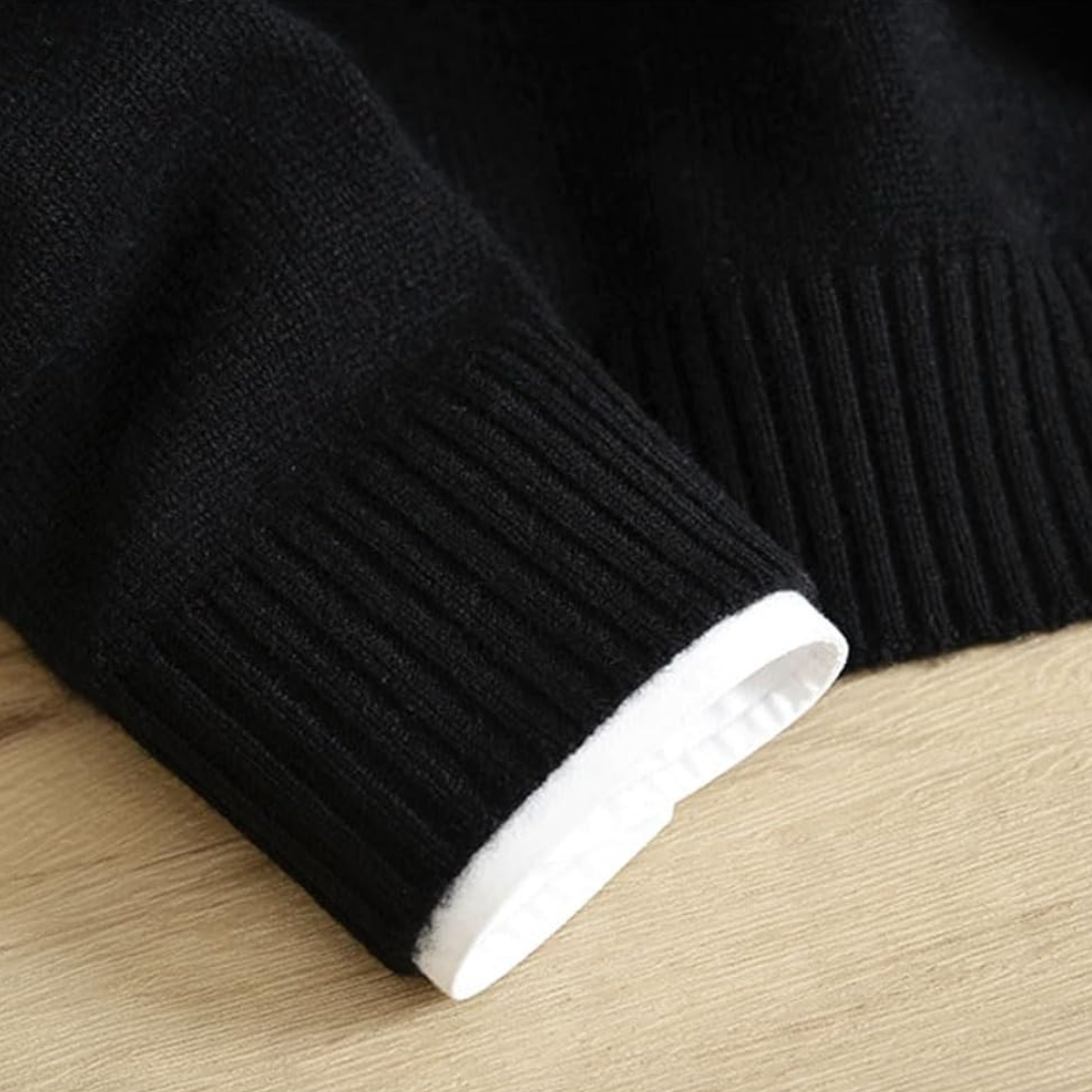 Pull homme à col ras, manches longues, bordures côtelées et coupe régulière
