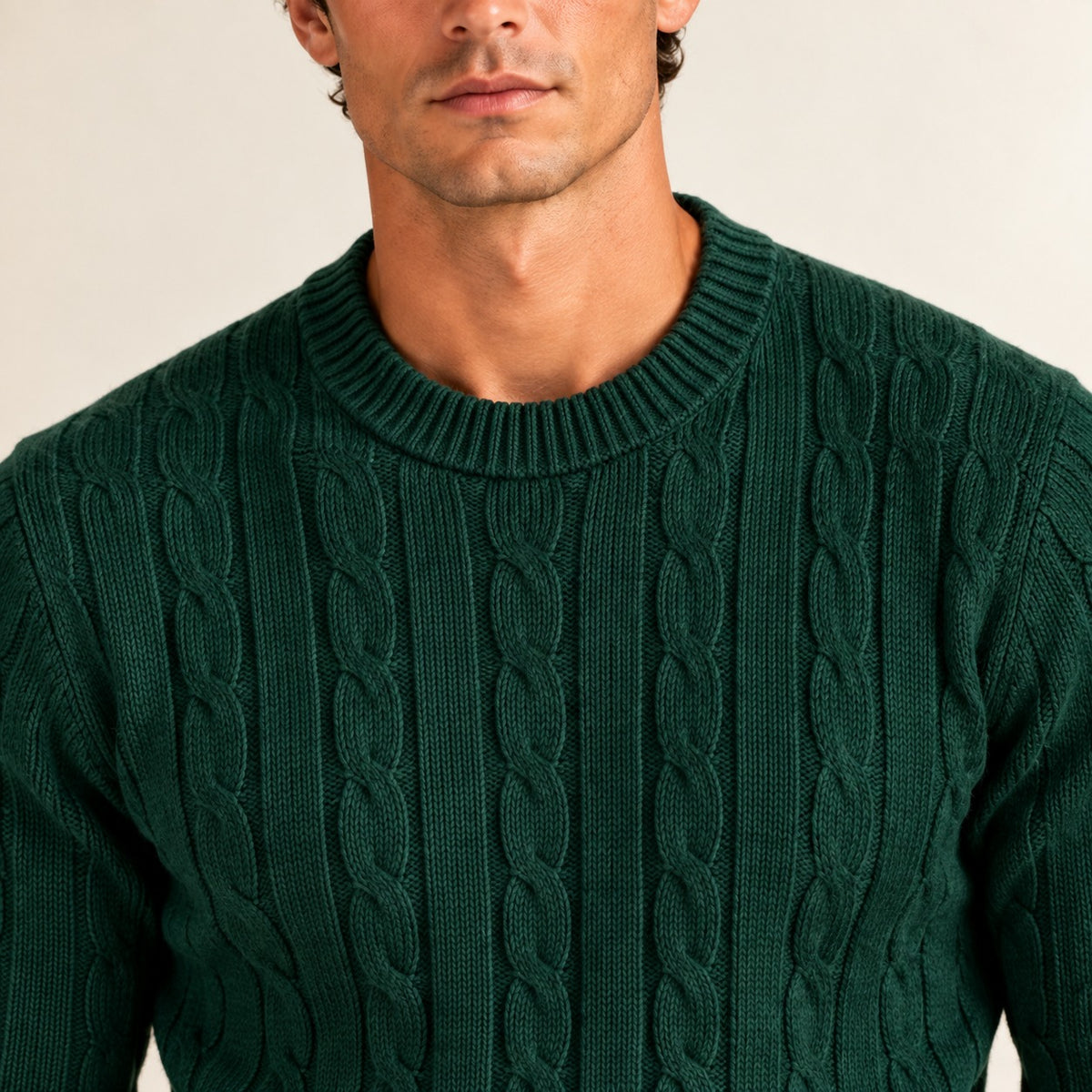 Pull homme à col rond coupe ajustée avec poignets élastiques et motif texturé
