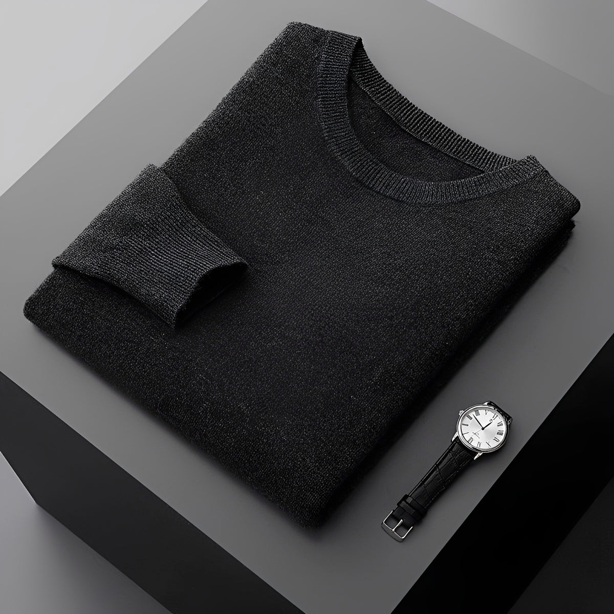 Pull homme col rond manches longues coupe relaxed