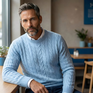 Pull homme col rond texturé à manches longues