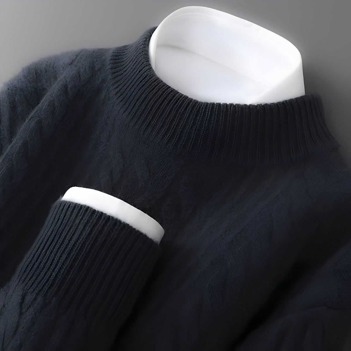 Pull homme col rond texturé à manches longues