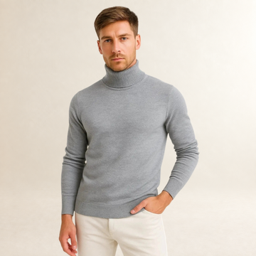Pull homme à col roulé épais en maille douce