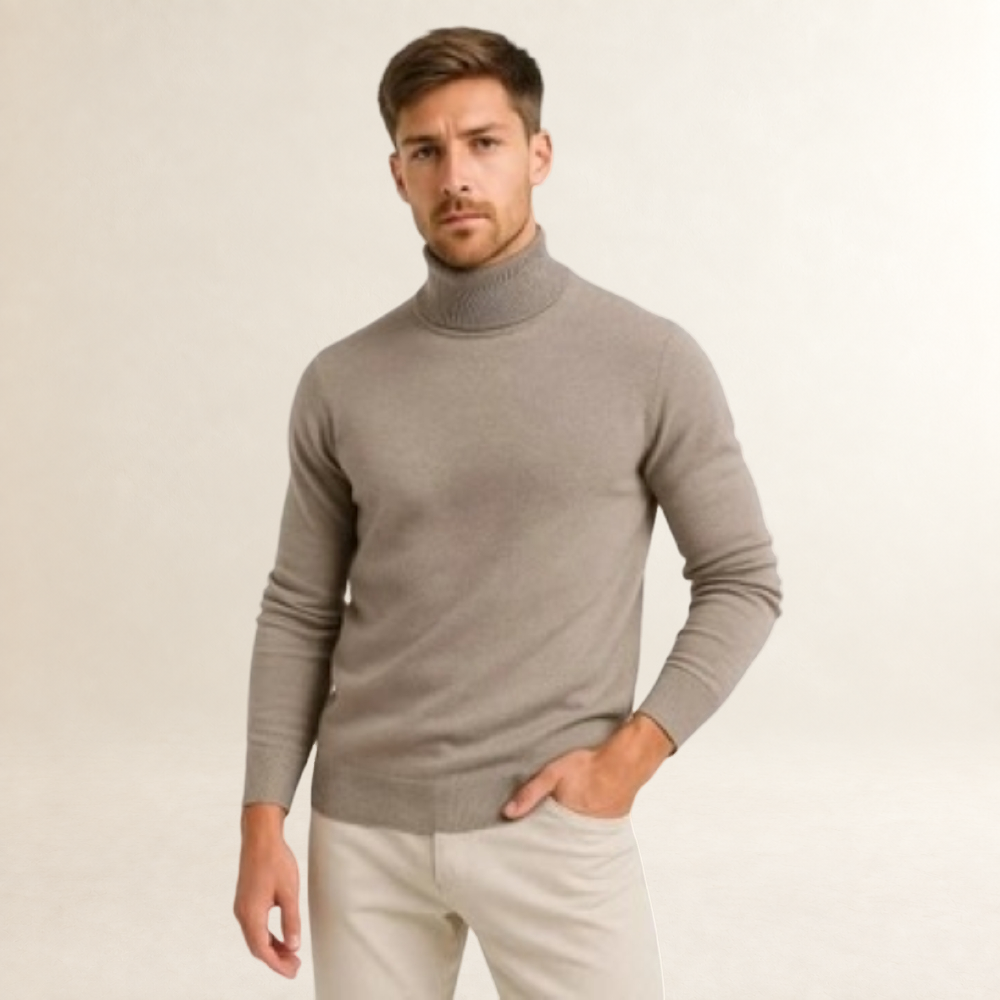 Pull homme à col roulé épais en maille douce