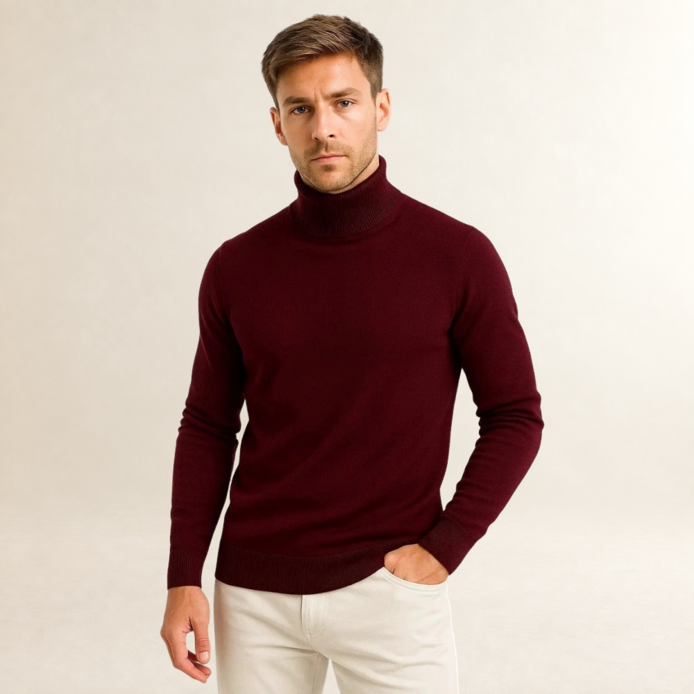 Pull homme à col roulé épais en maille douce