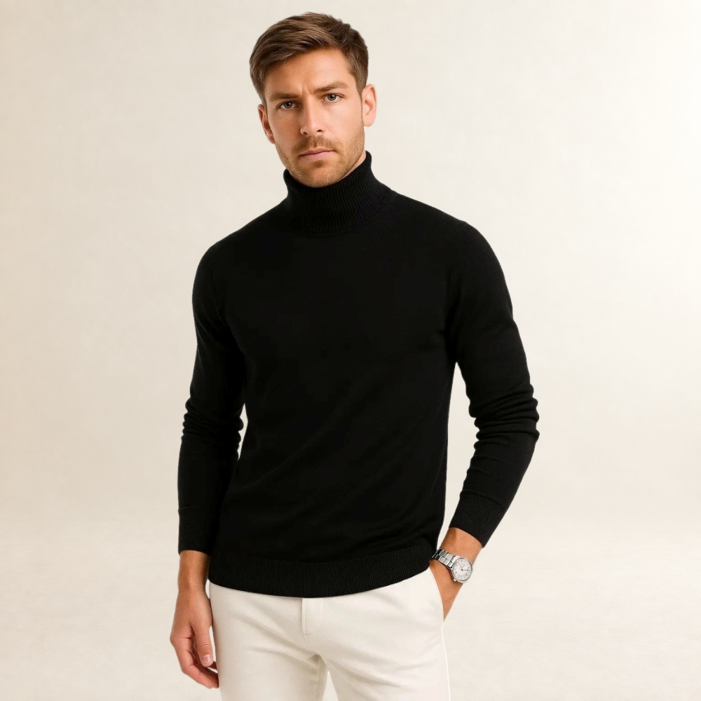 Pull homme à col roulé épais en maille douce