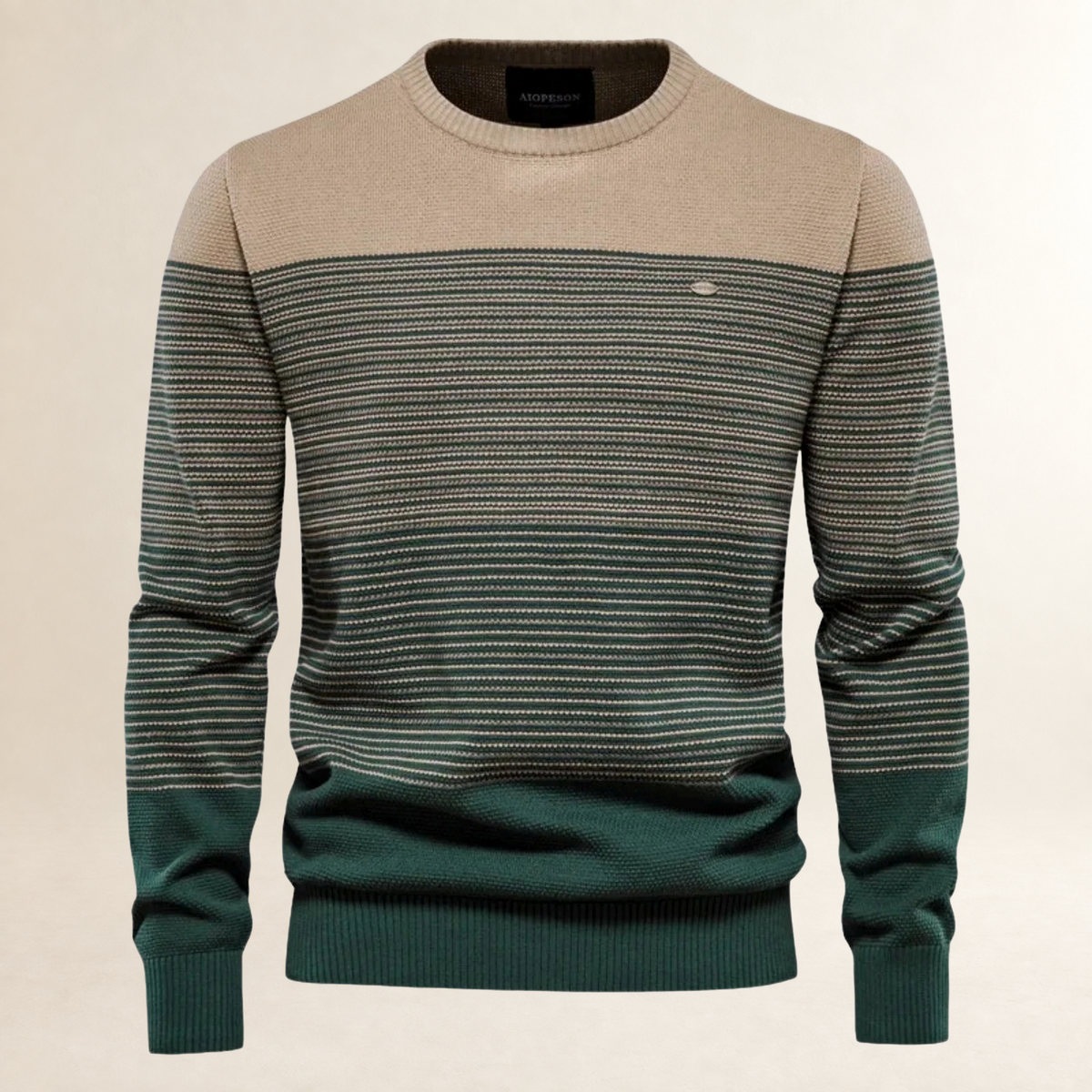 Pull homme à rayures avec col rond - coupe régulière style moderne