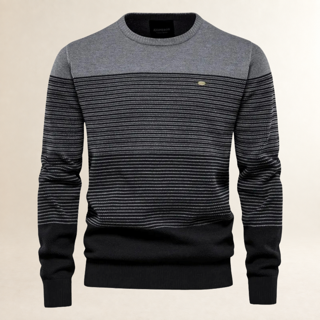 Pull homme à rayures avec col rond - coupe régulière style moderne