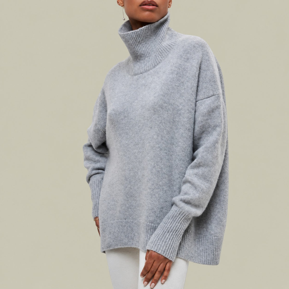 Pull pour femme - Col roulé, coupe décontractée, manches longues, style casual