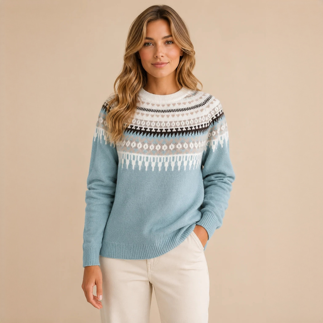 Pull pour femmes à col haut avec motif décoratif coupe décontractée