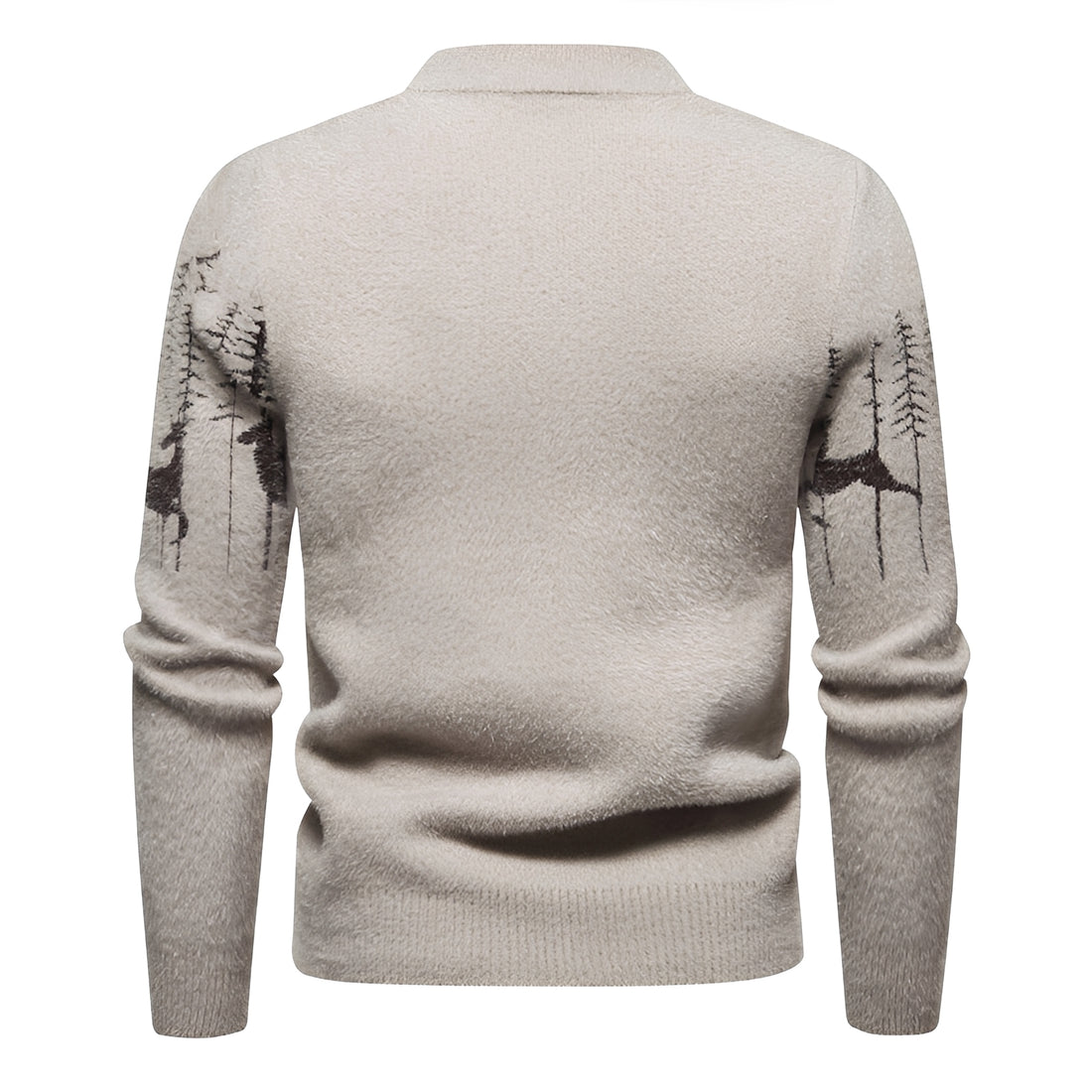 Pull pour homme - Design de Noël, motif cerf et forêt, coupe régulière