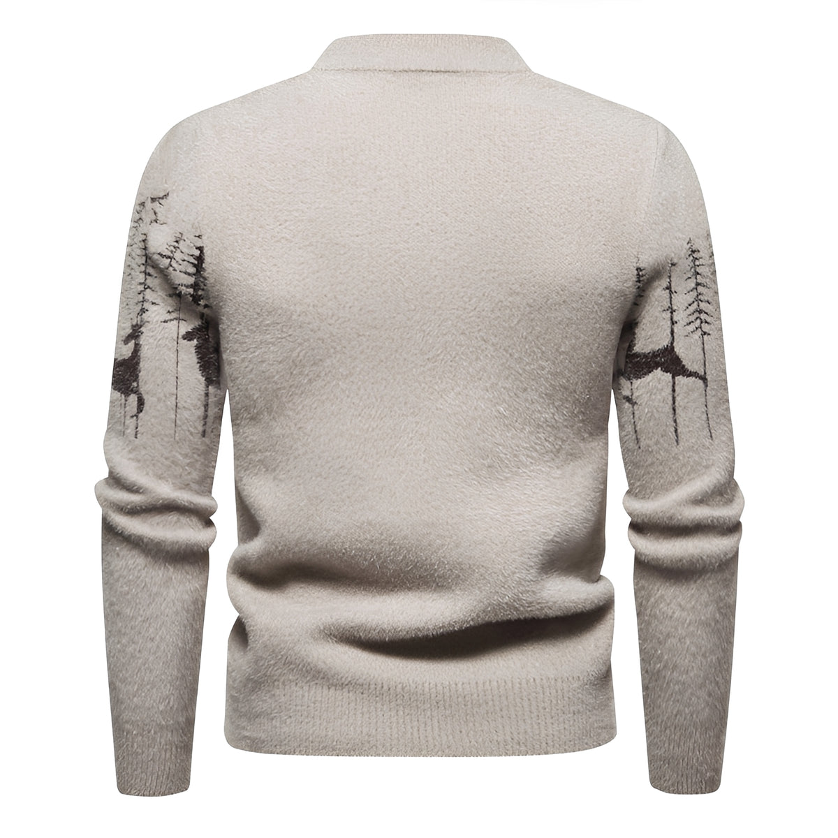 Pull pour homme - Design de Noël, motif cerf et forêt, coupe régulière