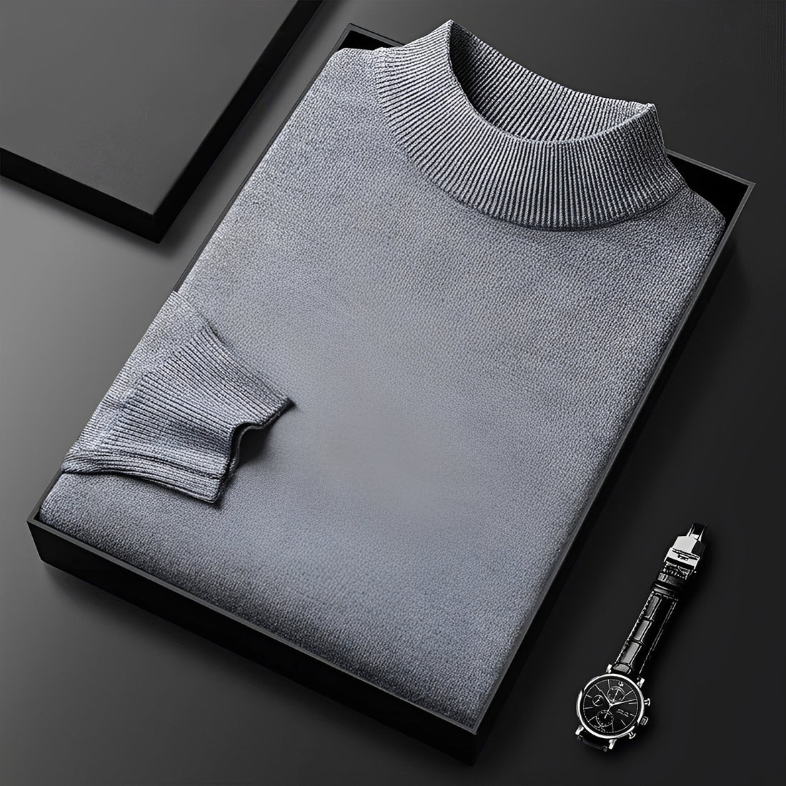 Pull pour hommes - Col haut avec poignets côtelés et coupe moderne