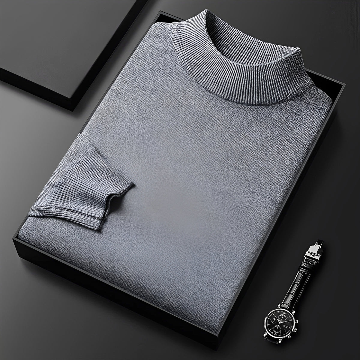 Pull pour hommes - Col haut avec poignets côtelés et coupe moderne