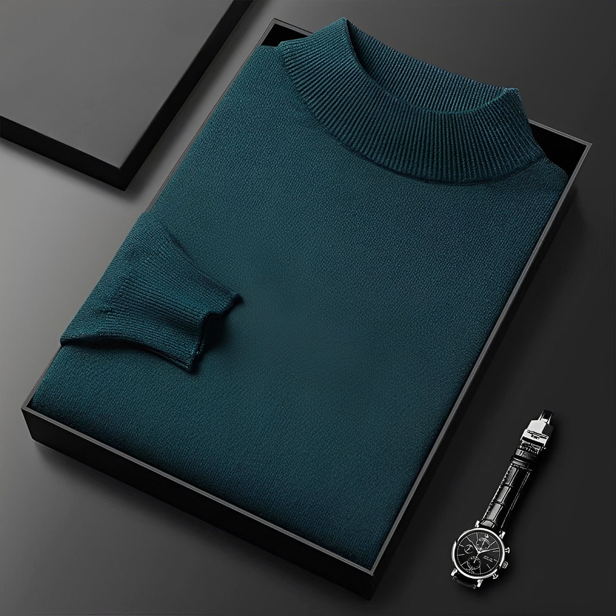 Pull pour hommes - Col haut avec poignets côtelés et coupe moderne