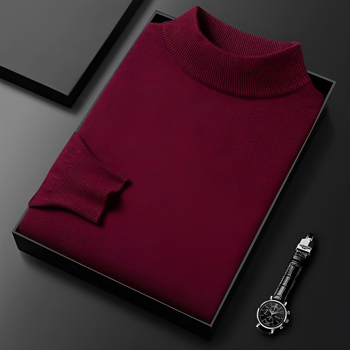 Pull pour hommes - Col haut avec poignets côtelés et coupe moderne