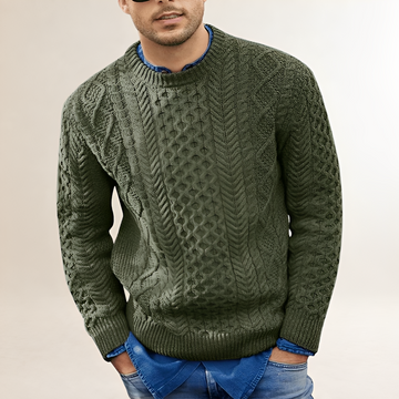 Pull pour hommes à motif texturé, col rond, coupe régulière