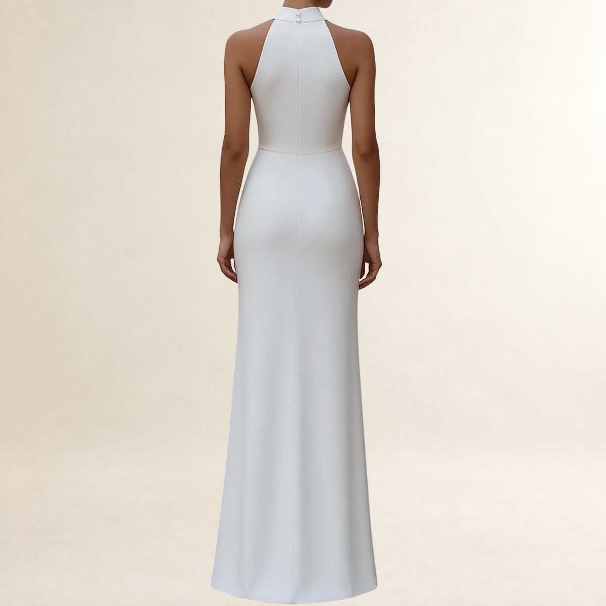 Robe de soirée femme robe longue plissée col halter silhouette ajustée