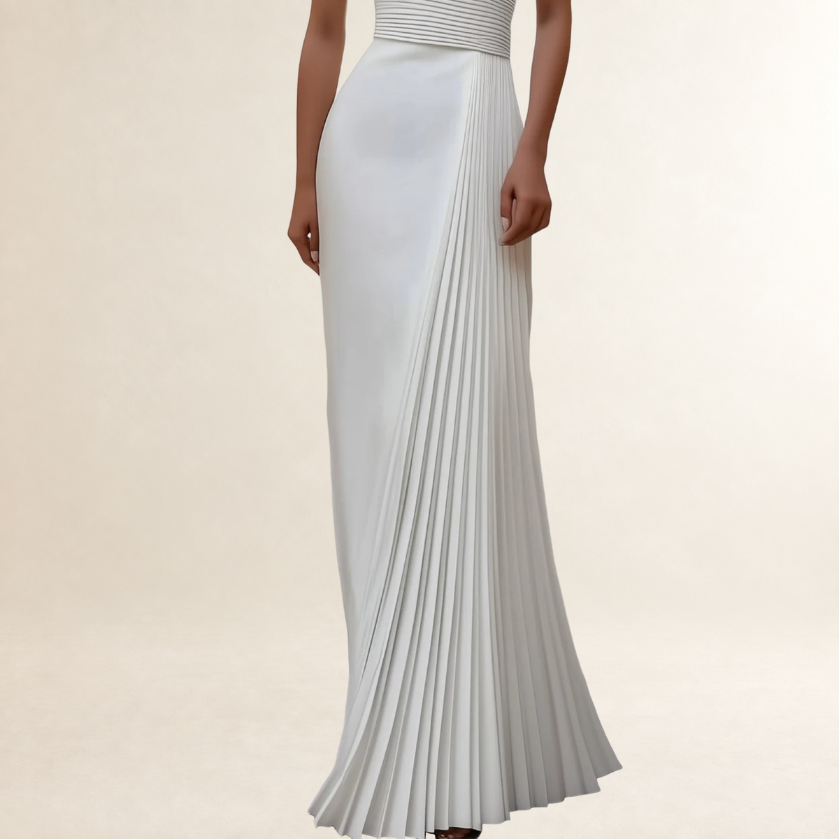 Robe de soirée femme robe longue plissée col halter silhouette ajustée