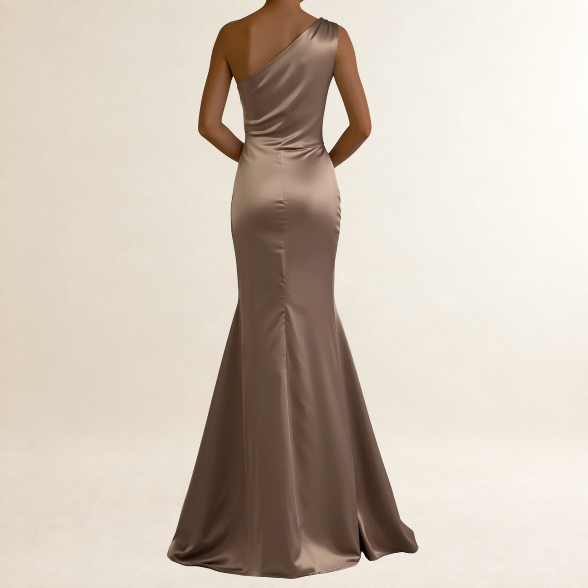 Robe de soirée femme à une épaule drapée coupe sirène longueur au sol