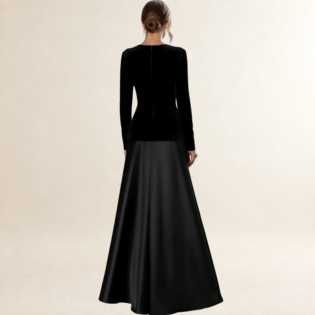 Robe de soirée longue pour femmes avec manches longues et coupe évasée