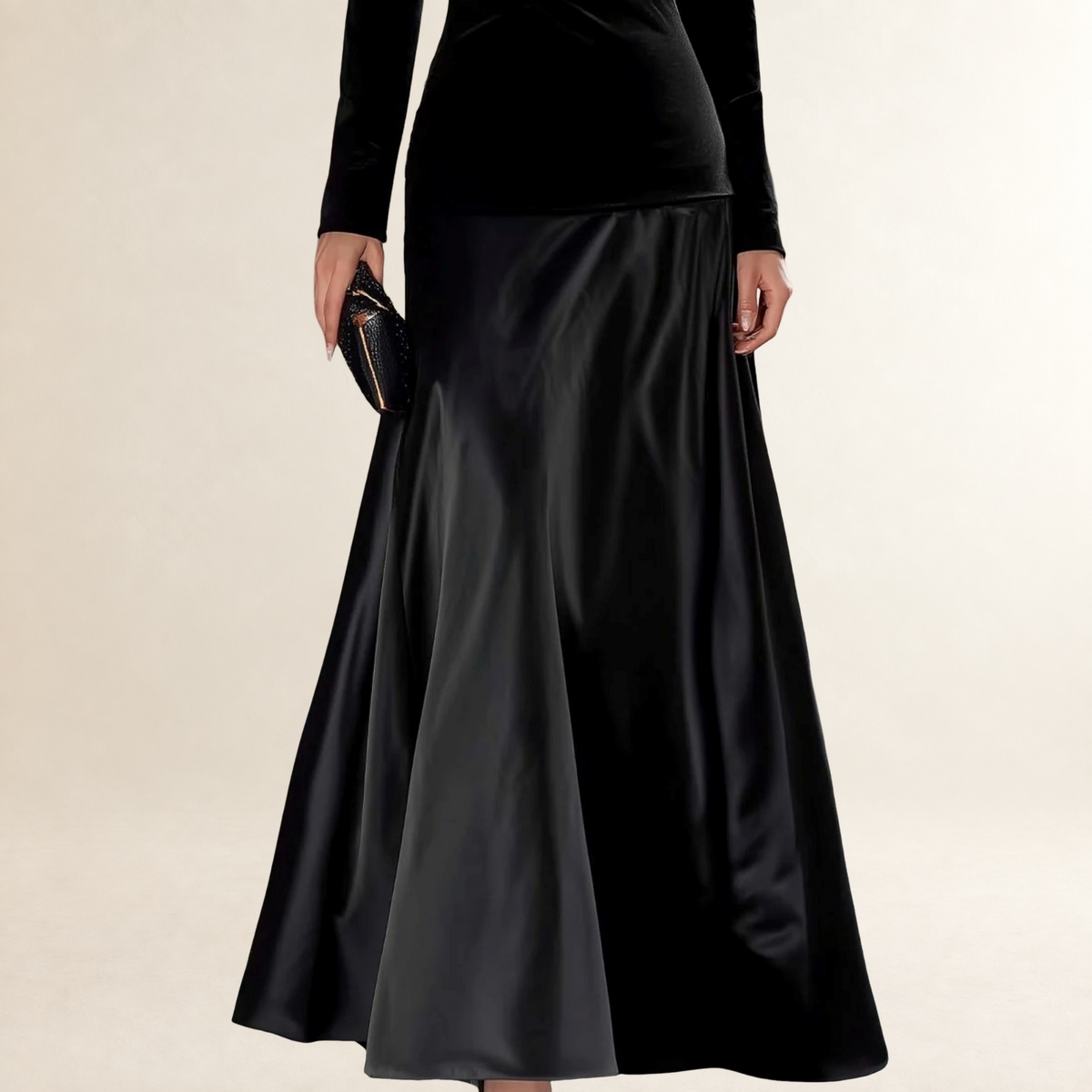 Robe de soirée longue pour femmes avec manches longues et coupe évasée