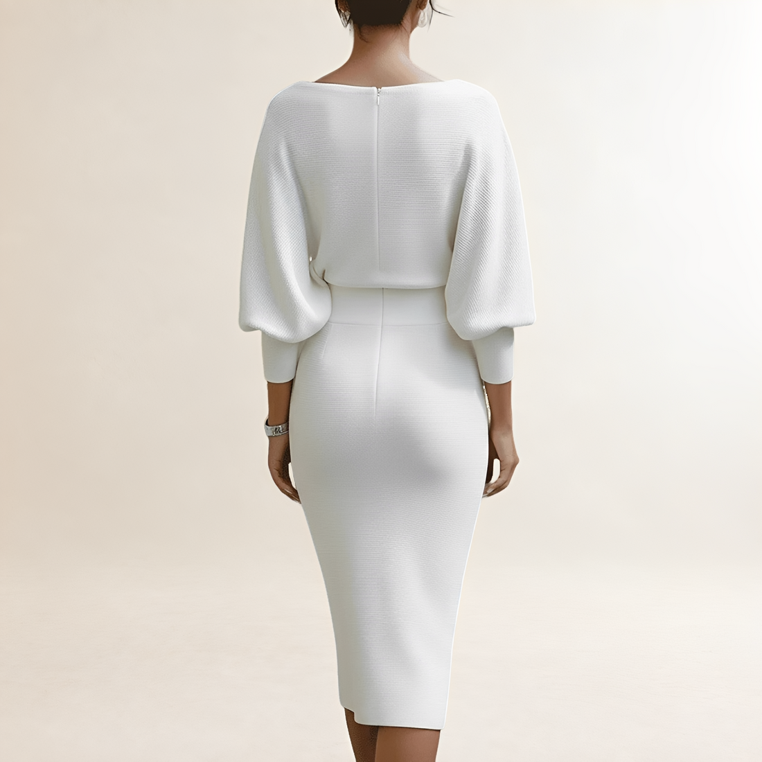 Robe longue femme à manches longues et col drapé