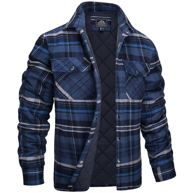 Surchemise à carreaux pour homme, doublée, avec poches de poitrine et col classique.