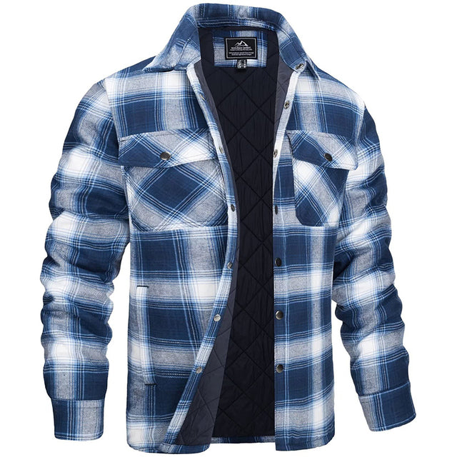 Surchemise à carreaux pour homme, doublée, avec poches de poitrine et col classique.