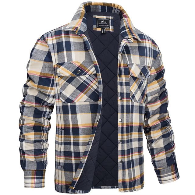 Surchemise à carreaux pour homme, doublée, avec poches de poitrine et col classique.