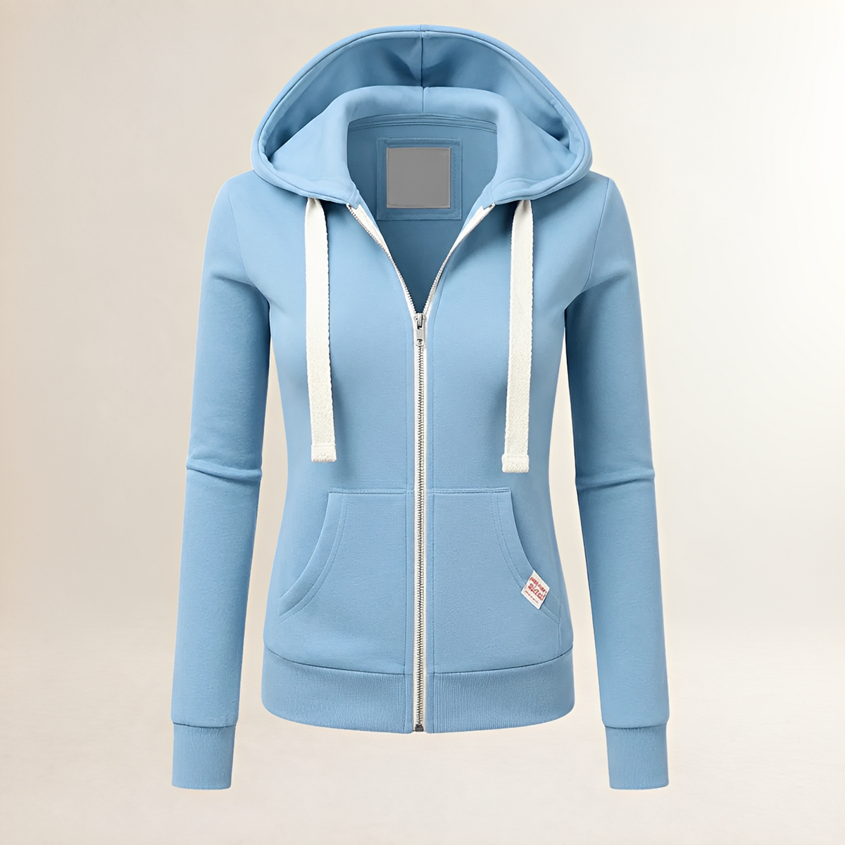 Sweat à capuche femme zipé coupe ajustée manches longues poche kangourou