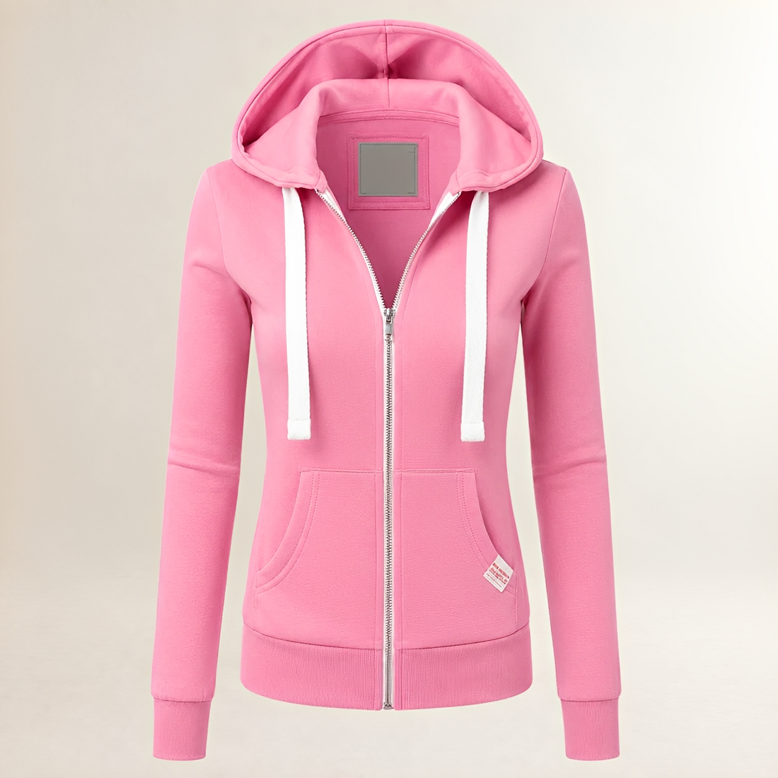 Sweat à capuche femme zipé coupe ajustée manches longues poche kangourou