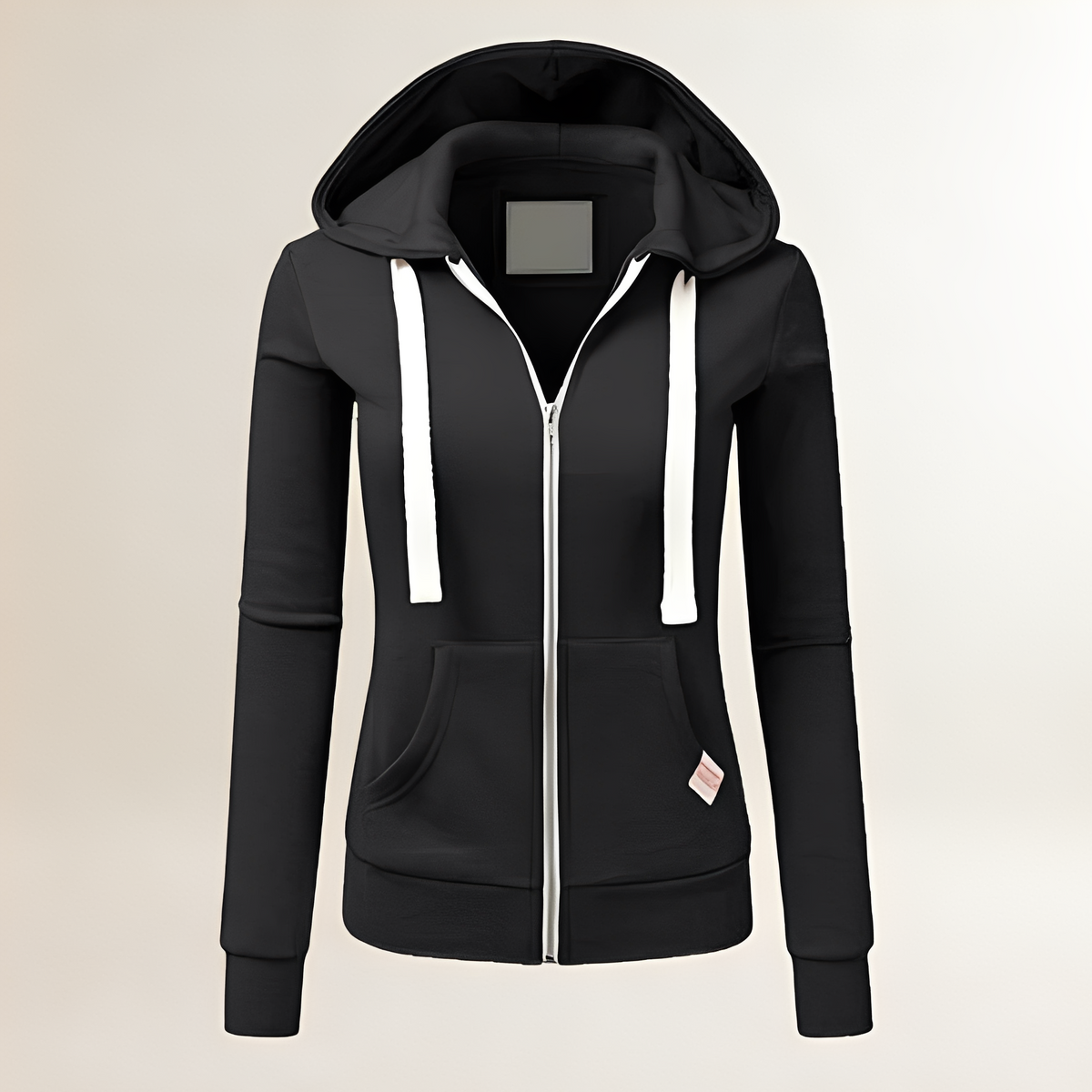 Sweat à capuche femme zipé coupe ajustée manches longues poche kangourou
