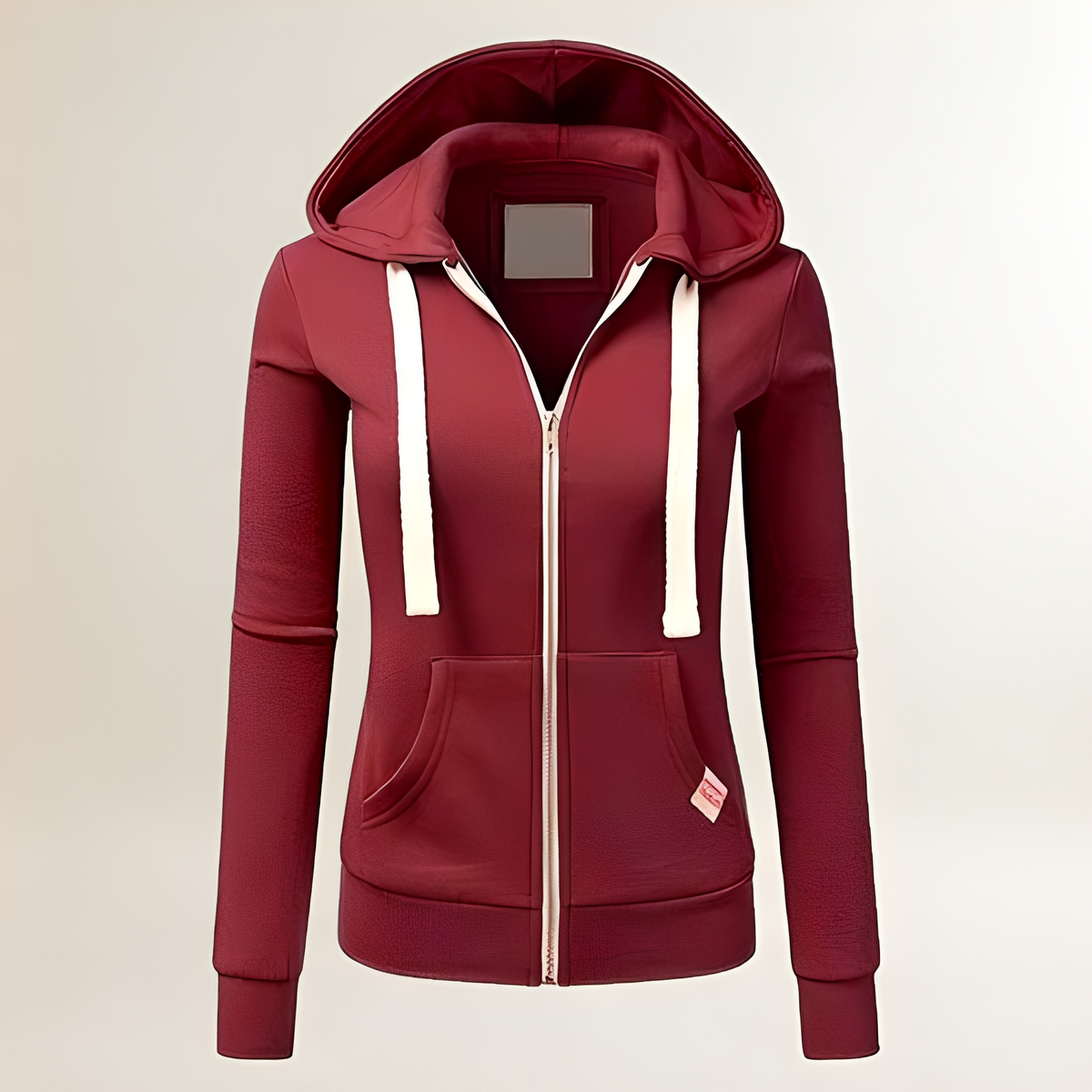 Sweat à capuche femme zipé coupe ajustée manches longues poche kangourou