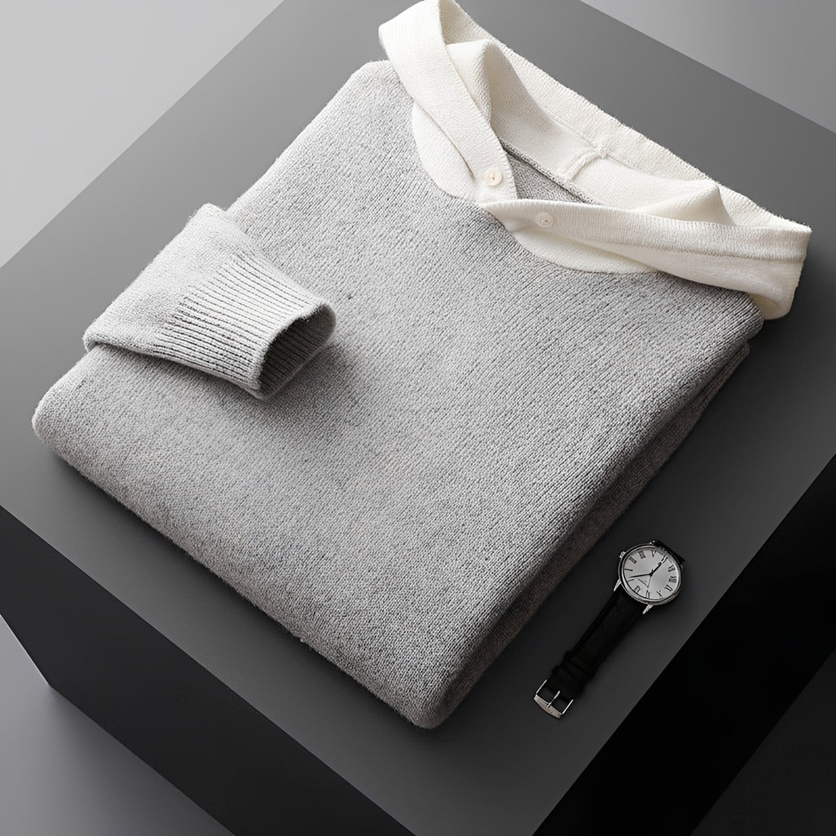 Sweat à capuche homme à bouton et col contrasté - coupe régulière