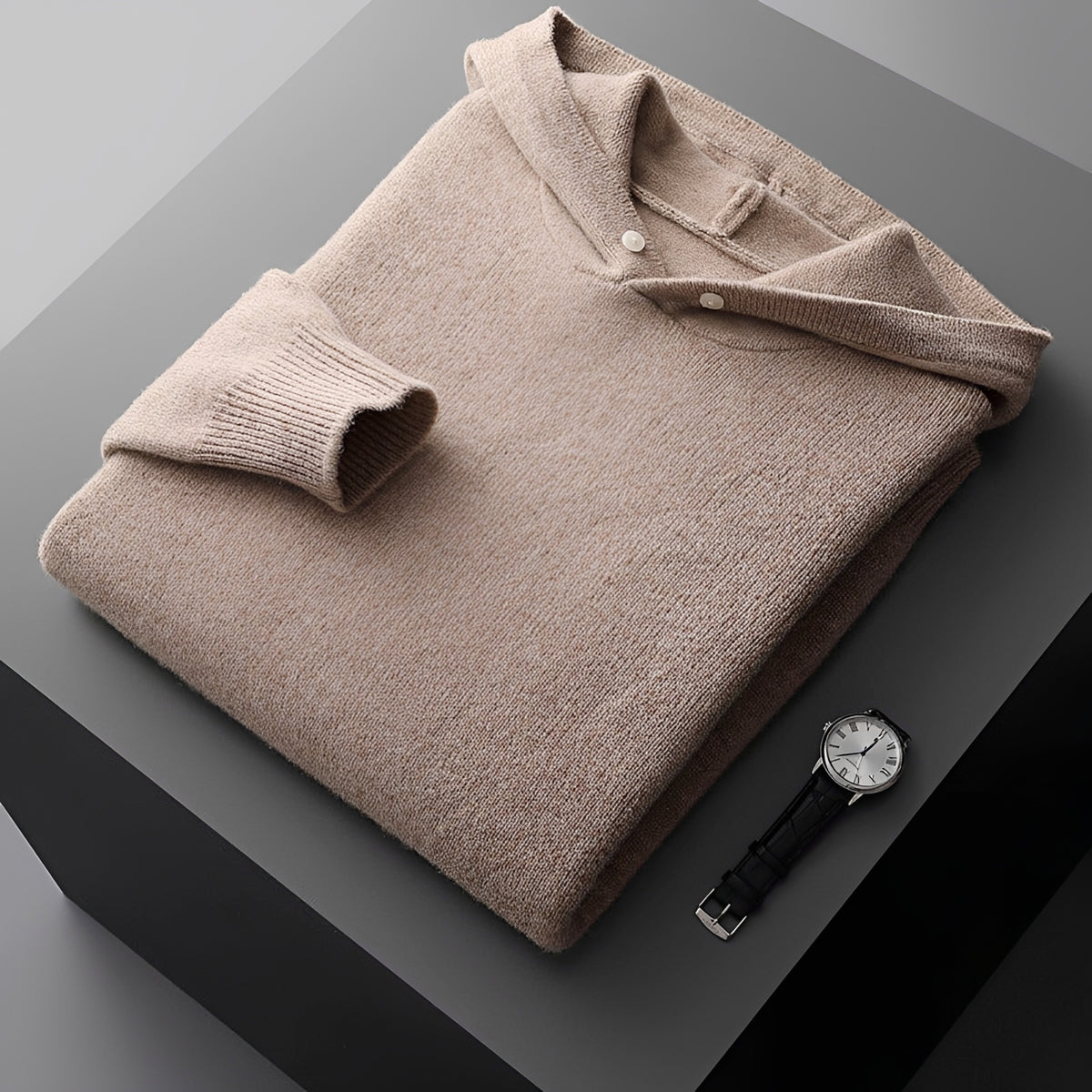 Sweat à capuche homme à bouton et col contrasté - coupe régulière