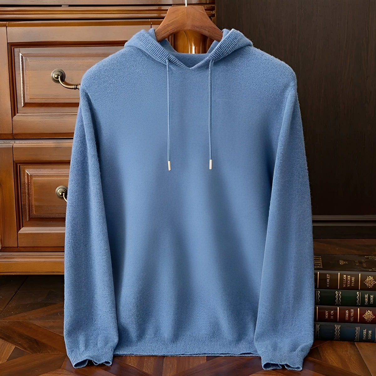 Sweat à capuche homme à V-neck et cordon de serrage - manches longues, coupe décontractée