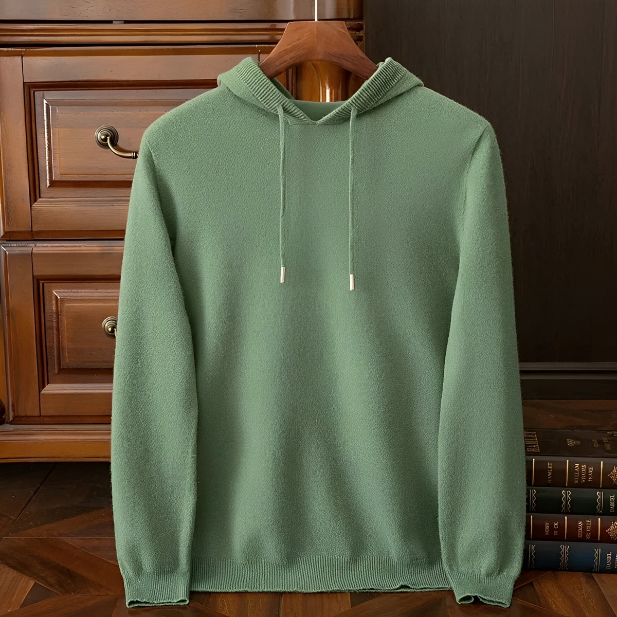 Sweat à capuche homme à V-neck et cordon de serrage - manches longues, coupe décontractée