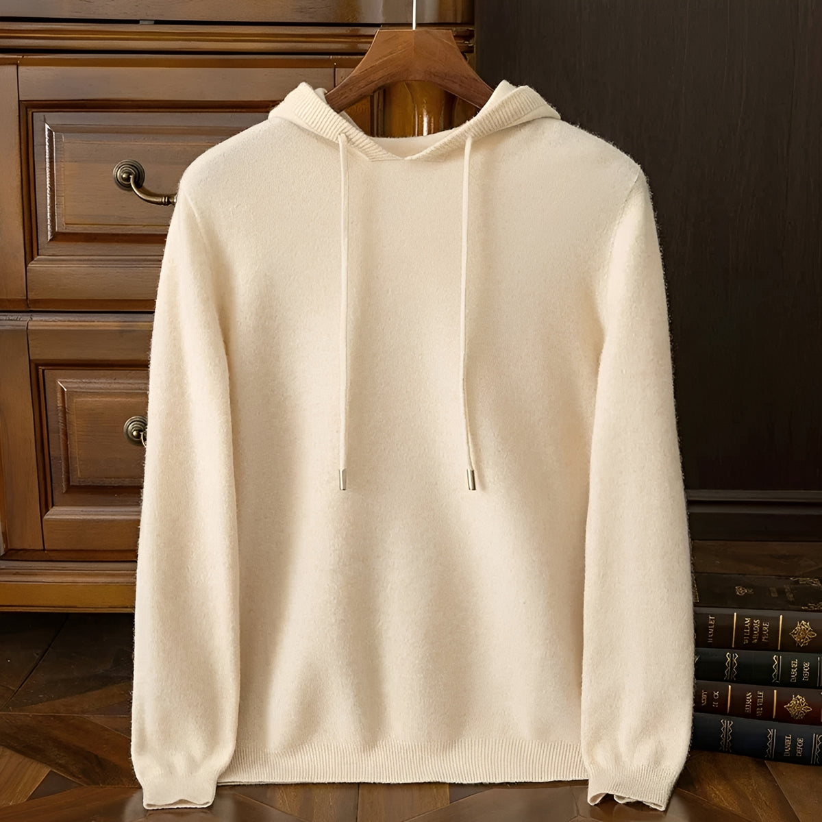Sweat à capuche homme à V-neck et cordon de serrage - manches longues, coupe décontractée